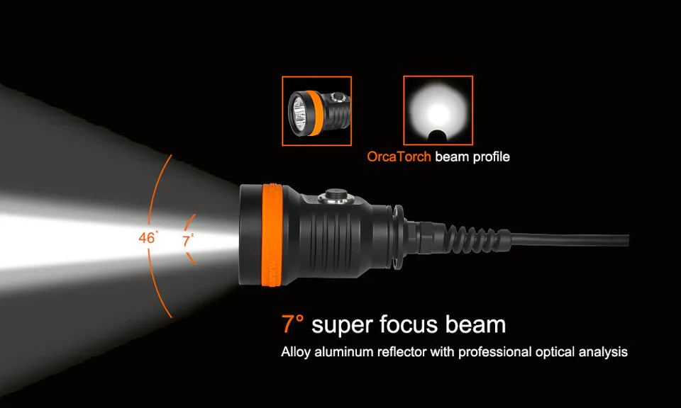 OrcaTorch D630 V2.0 Canister Dive Light / Torch 4000 Lumens