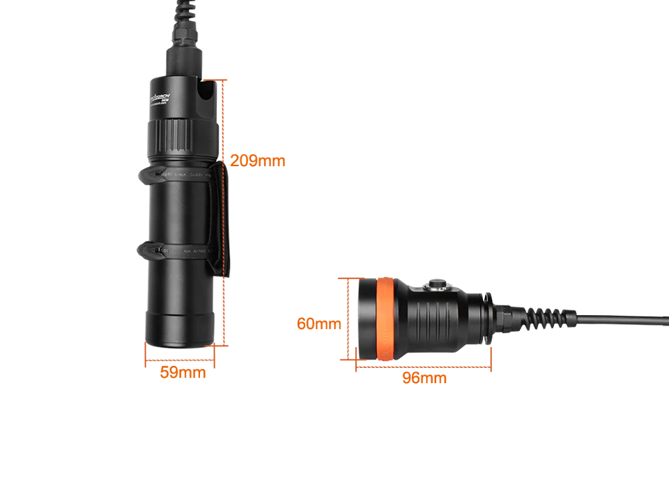OrcaTorch D630 V2.0 Canister Dive Light / Torch 4000 Lumens