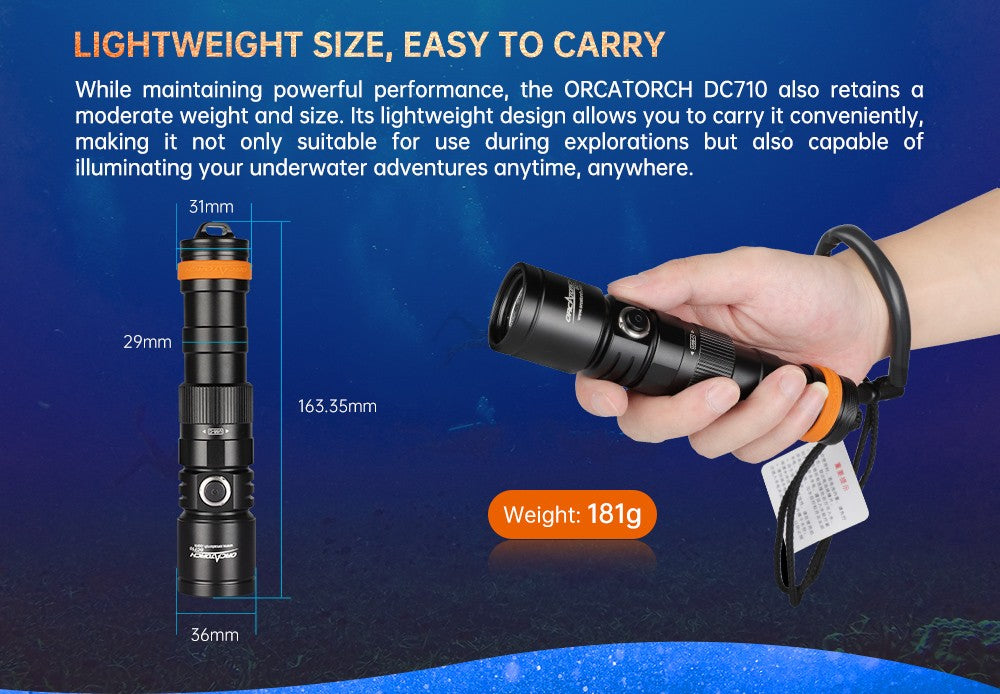 Orcatorch DC710 Underwater Dive Light/ Torch - 3000 Lumens
