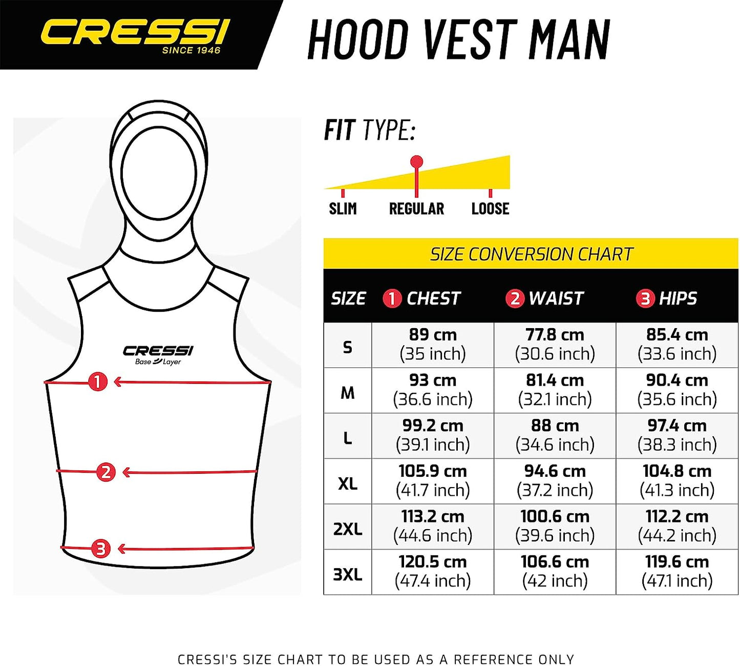 Cressi 男士打底连帽背心 2/5mm