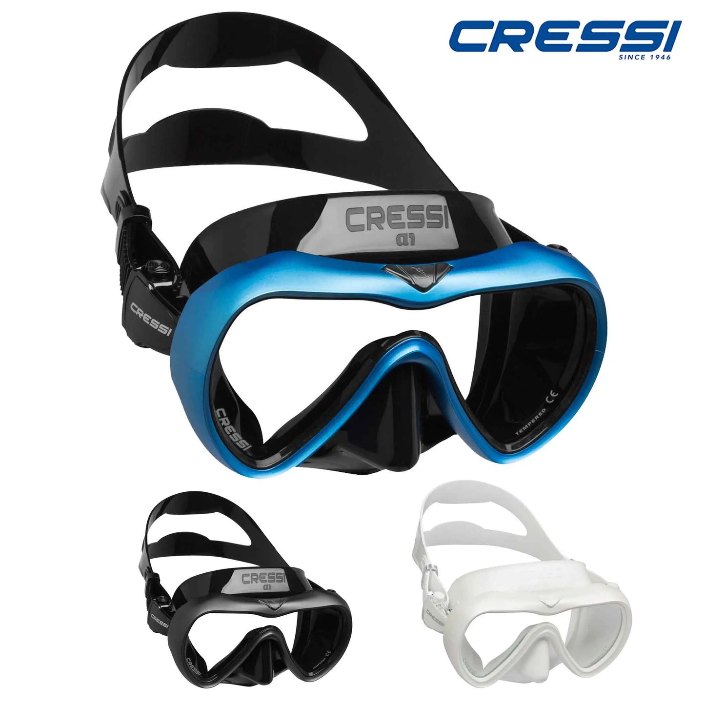 Cressi A1 Anti-Fog Dive Mask + Epsilon Dry Snorkel Set