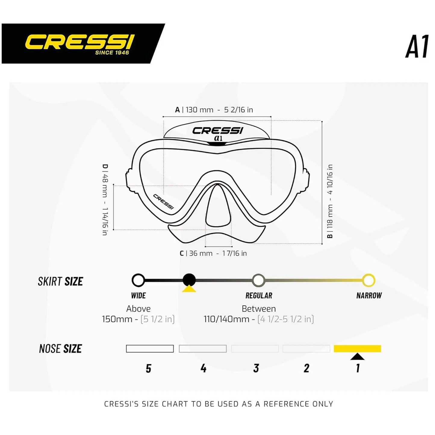 Cressi A1 Anti-Fog Dive Mask + Epsilon Dry Snorkel Set