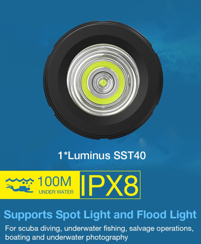 Skywoods D6S USB Charge Dive Light - 1400 Lumens