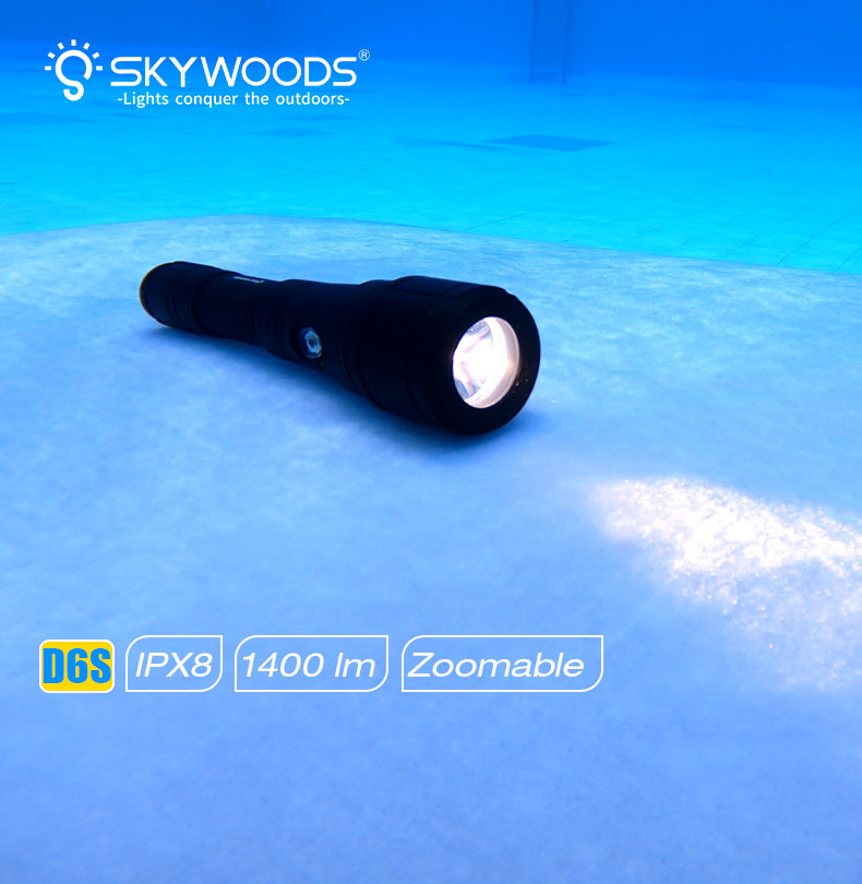 Skywoods D6S USB Charge Dive Light - 1400 Lumens