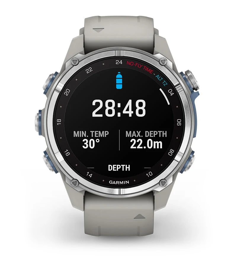 Garmin Descent™ Mk3 43mm Stainless Steel with Fog Grey Silicone Band + Descent T2 Transceiver (Option)