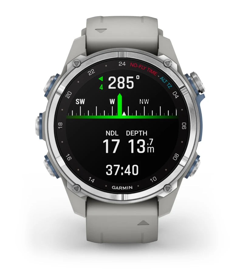 Garmin Descent™ Mk3 43mm Stainless Steel with Fog Grey Silicone Band + Descent T2 Transceiver (Option)