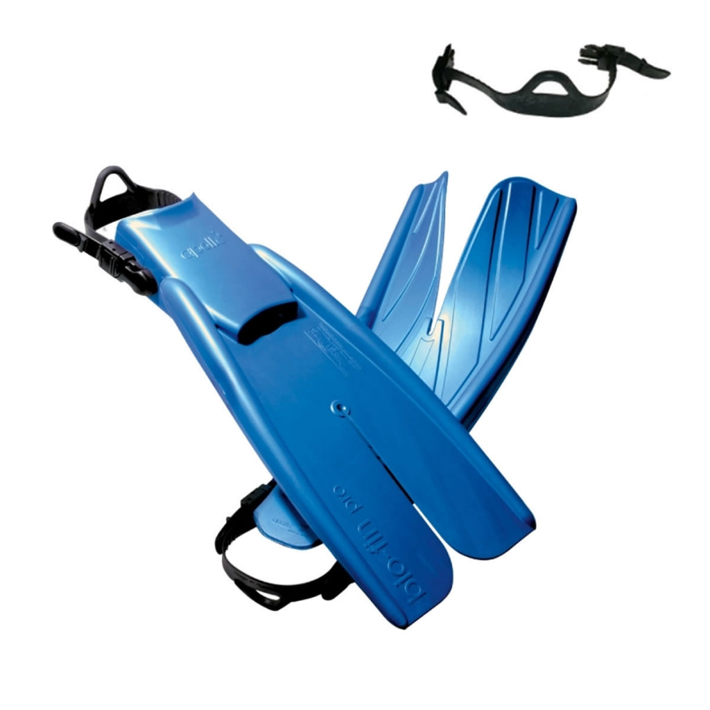 Apollo Bio Fins Pro With Rubber Straps - Metallic Blue - Size L/XL