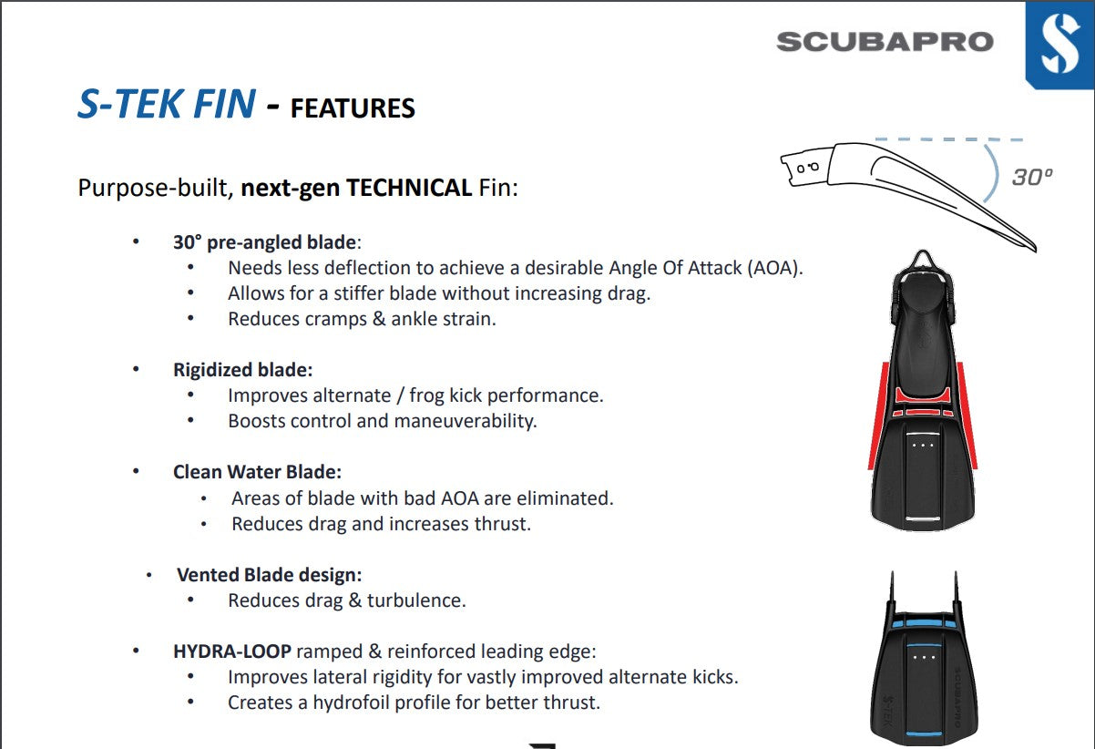 Scubapro S-tek Fin - 简介 免运费优惠