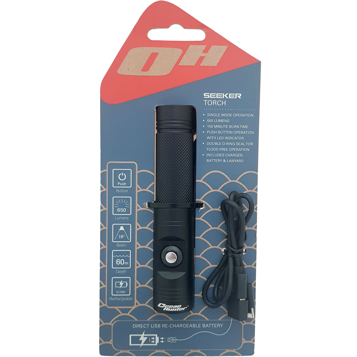 Ocean Hunter Seeker Dive Torch - 650 Lumens