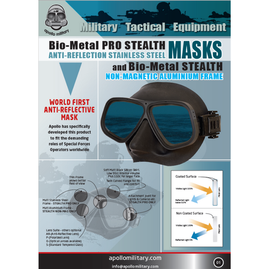 Apollo Bio Metal Dive Mask Stealth - Non Magnetic