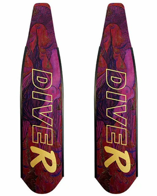 DiveR - Pink Mermaid by Naomi Gittoes Free Diving Fin Blades - Infinity DiveDiveR - Pink Mermaid by Naomi Gittoes Free Diving Fin BladesDiveR