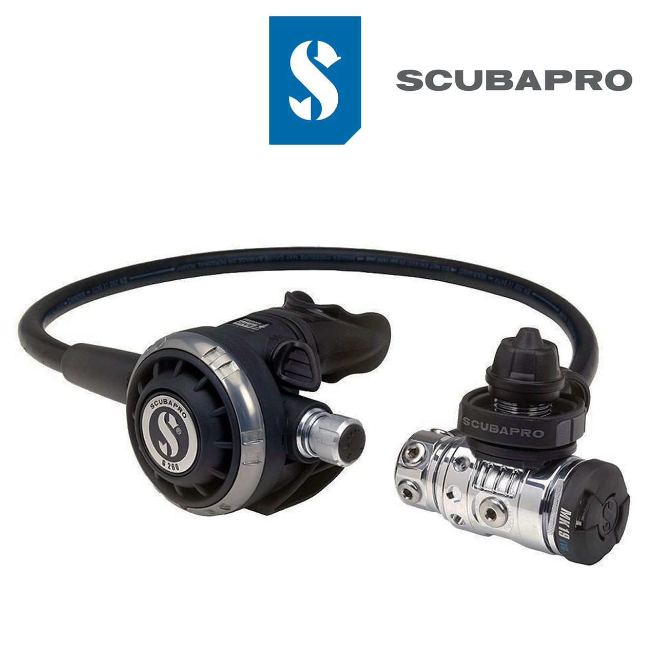 Scubapro G260 regulator with MK19 EVO hose routing setup