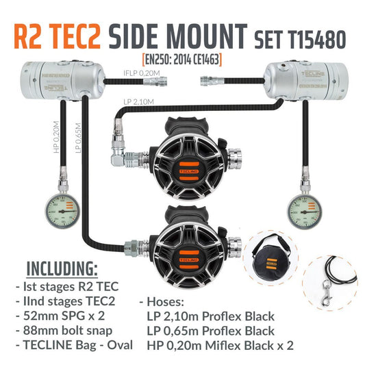 Tecline Regulator R2 Tec2 Side Mount Set - Infinity DiveTecline Regulator R2 Tec2 Side Mount SetTecline