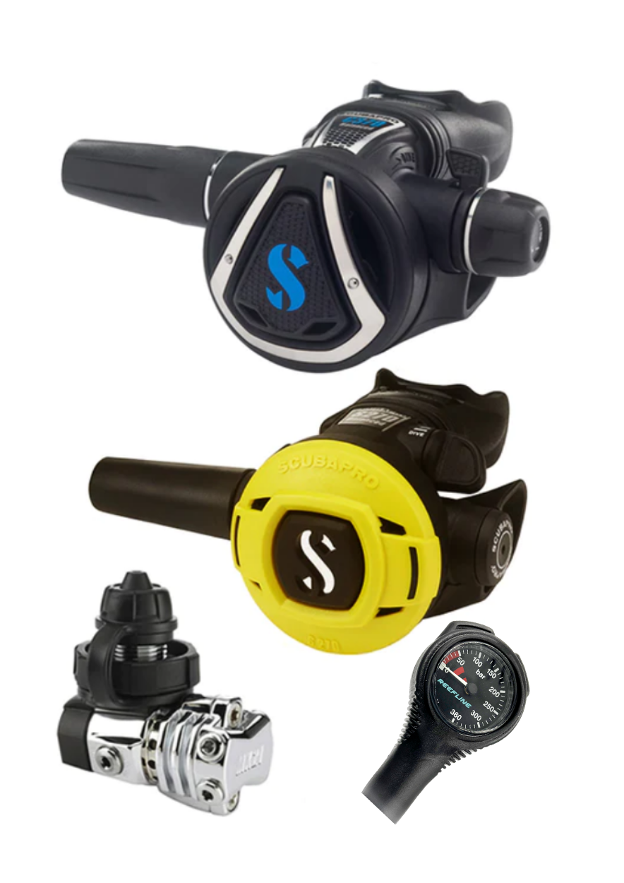 Scubapro 调节器套装:MK21(Din 或 Yoke)+ C370 + Octopus + 免费 Reefline Spg