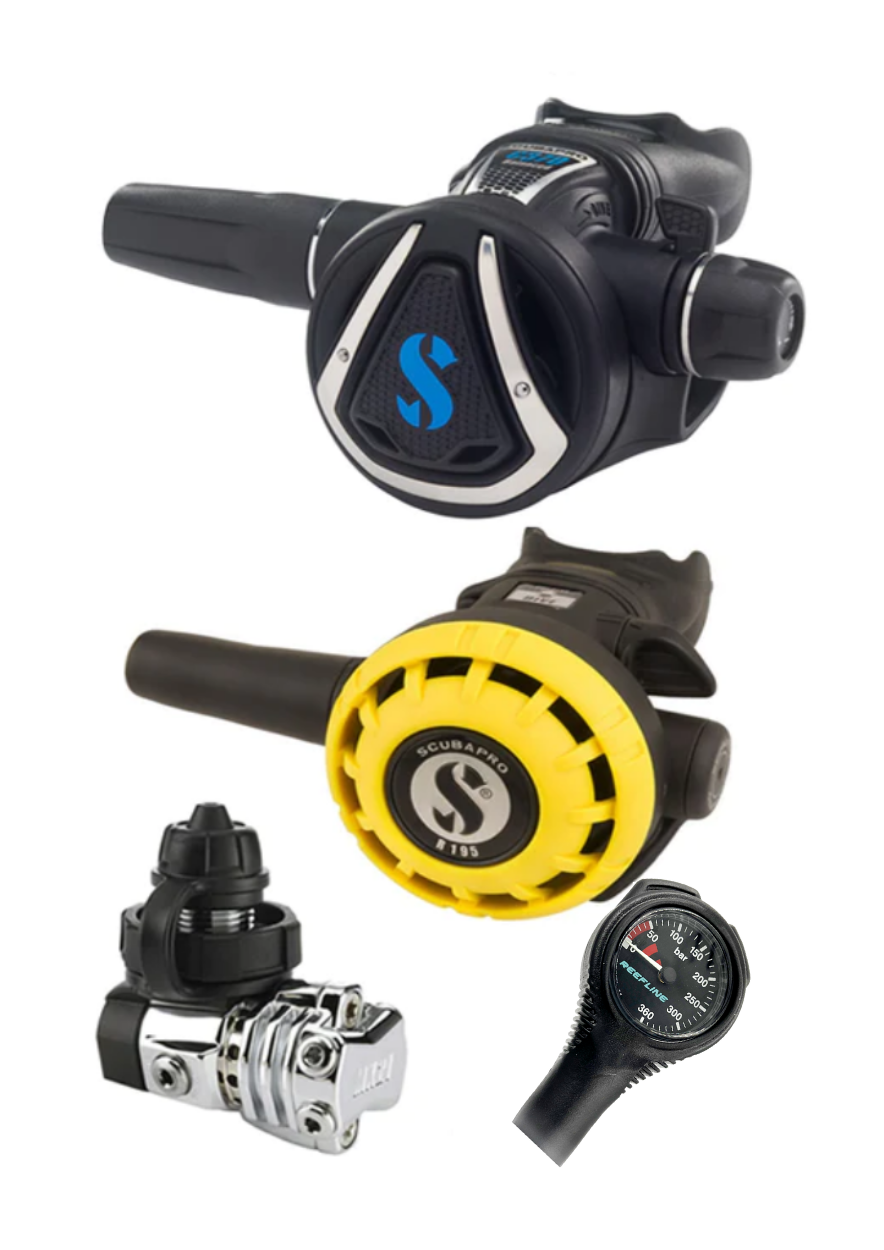 Scubapro 调节器套装:MK21(Din 或 Yoke)+ C370 + Octopus + 免费 Reefline Spg