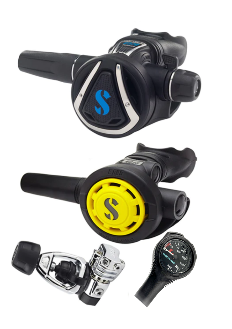 Scubapro 调节器套装:MK21(Din 或 Yoke)+ C370 + Octopus + 免费 Reefline Spg