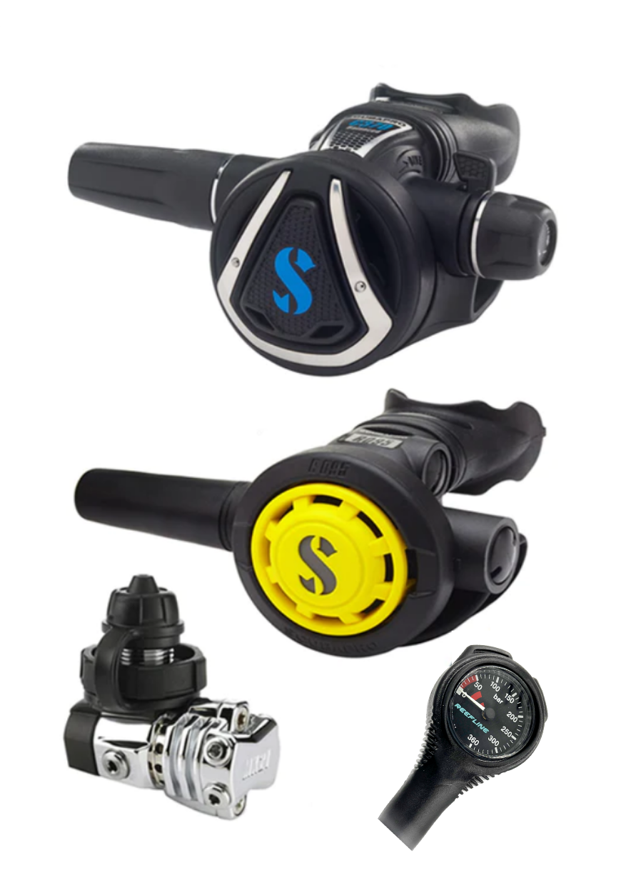 Scubapro 调节器套装:MK21(Din 或 Yoke)+ C370 + Octopus + 免费 Reefline Spg