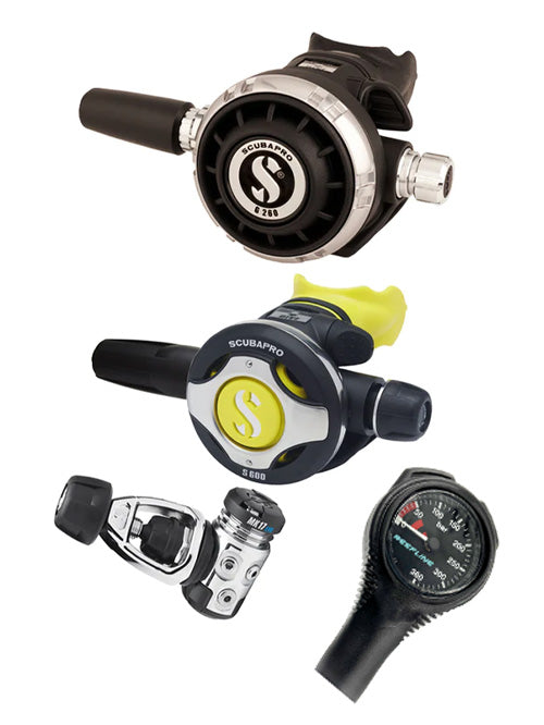 Scubapro 调节器套装:MK17 Evo(Din 或 Yoke)+ G260 + Octopus + 免费意大利制造的 Reefline SPG