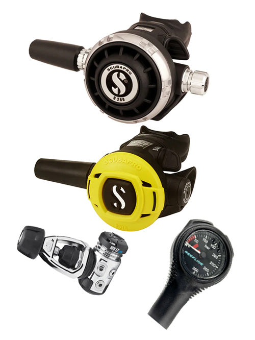 Scubapro 调节器套装:MK17 Evo(Din 或 Yoke)+ G260 + Octopus + 免费意大利制造的 Reefline SPG