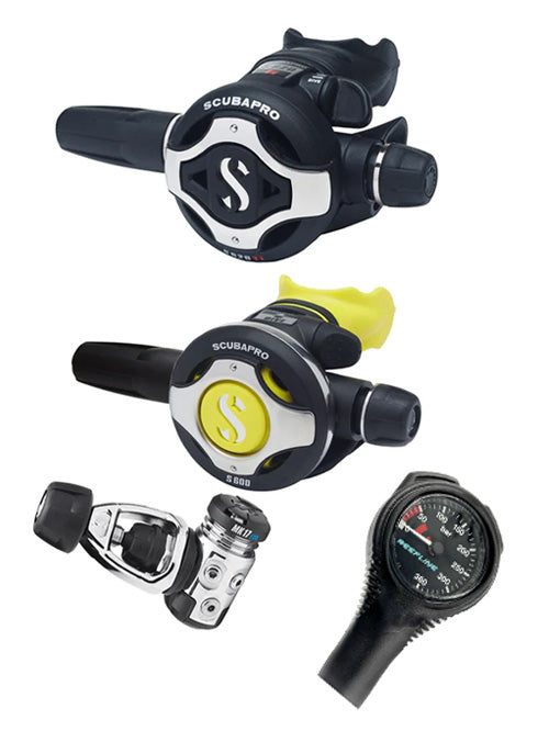 Scubapro 调节器套装:MK17 Evo(Din 或 Yoke)+ S620 Ti + Octopus + 免费意大利制造 Reefline SPG