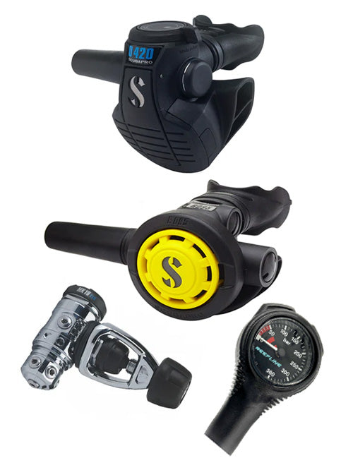 Scubapro 调节器套装:MK19 Evo(Din 或 Yoke)+ D420 + Octopus + 免费 Reefline Spg