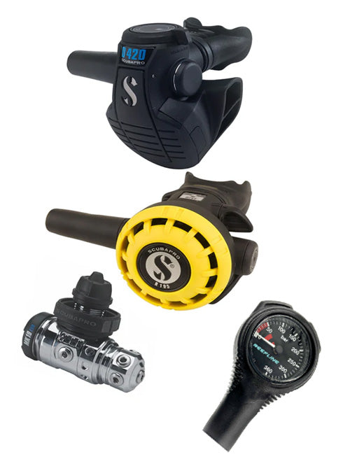 Scubapro 调节器套装:MK19 Evo(Din 或 Yoke)+ D420 + Octopus + 免费 Reefline Spg