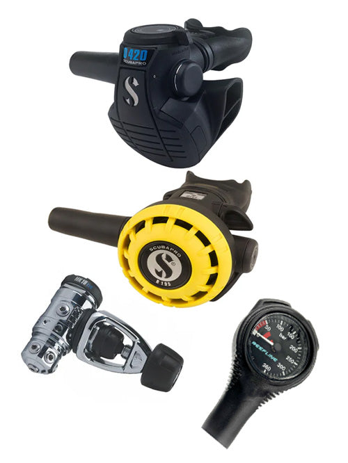 Scubapro 调节器套装:MK19 Evo(Din 或 Yoke)+ D420 + Octopus + 免费 Reefline Spg