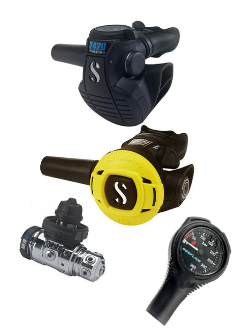 Scubapro 调节器套装:MK19 Evo(Din 或 Yoke)+ D420 + Octopus + 免费 Reefline Spg