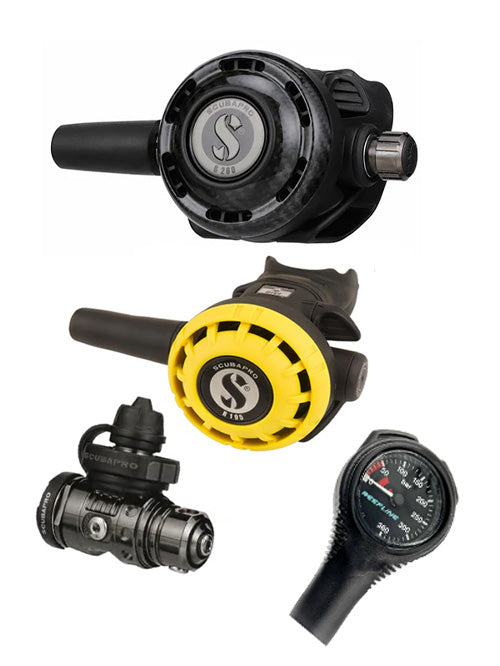 Scubapro Regulator Set: MK19 Evo Black Tech (Din or Yoke) + G260 Carbon + Octopus + Free SPG