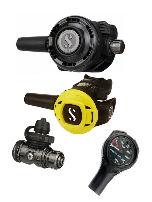 Scubapro Regulator Set: MK19 Evo Black Tech (Din or Yoke) + G260 Carbon + Octopus + Free SPG