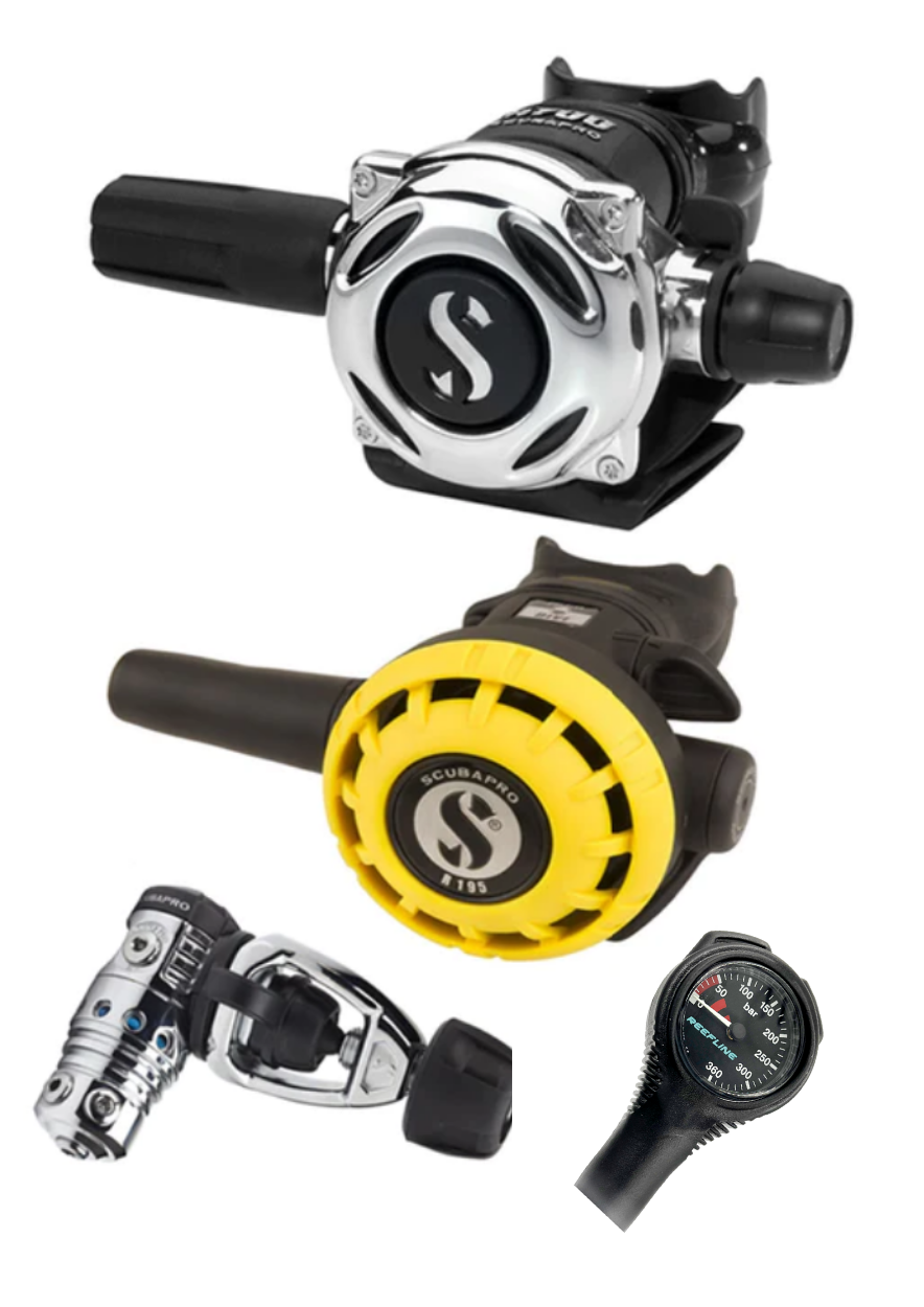 Scubapro 调节器套装:MK25 Evo(Din 或 Yoke)+ A700 + Octopus + 免费意大利制造的 Reefline SPG