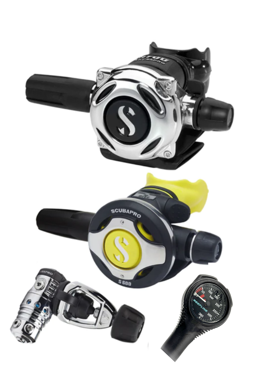 Scubapro 调节器套装:MK25 Evo(Din 或 Yoke)+ A700 + Octopus + 免费意大利制造的 Reefline SPG