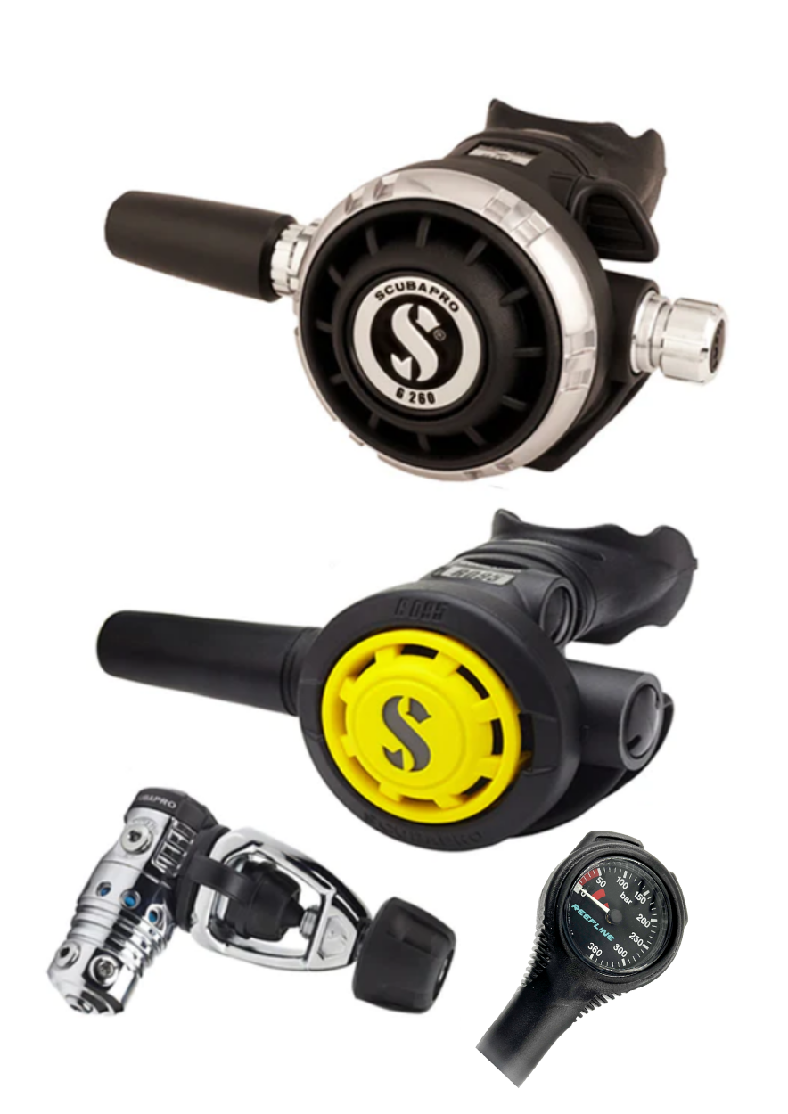 Scubapro Regulator Set: MK25 Evo (Din or Yoke) + G260 + Octopus + Free SPG