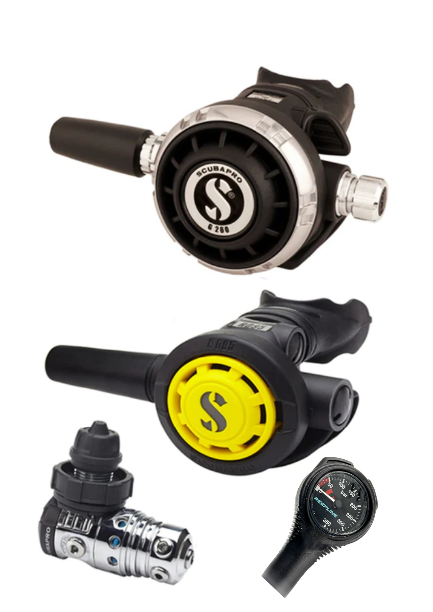 Scubapro Regulator Set: MK25 Evo (Din or Yoke) + G260 + Octopus + Free SPG