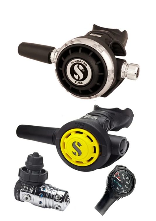 Scubapro Regulator Set: MK25 Evo (Din or Yoke) + G260 + Octopus + Free SPG