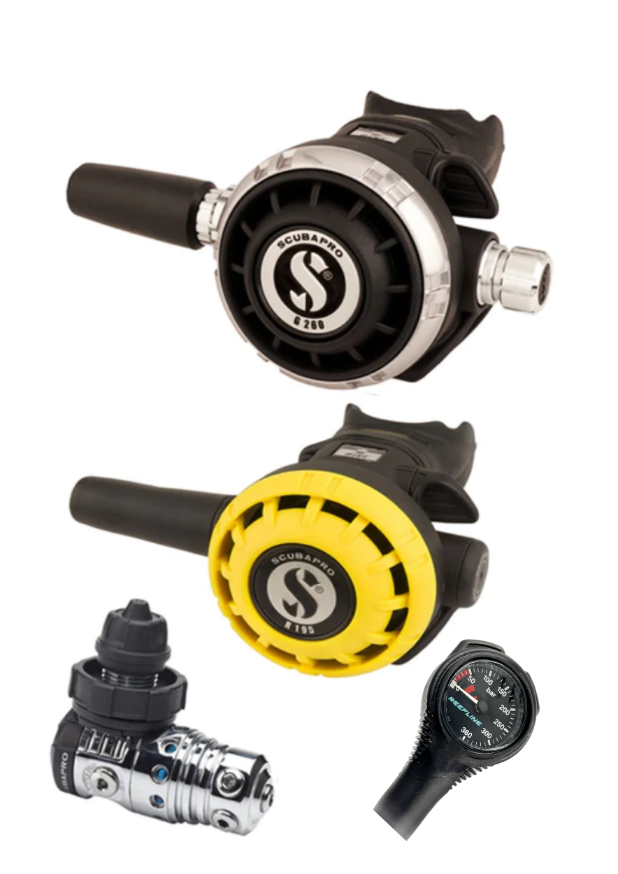 Scubapro Regulator Set: MK25 Evo (Din or Yoke) + G260 + Octopus + Free SPG