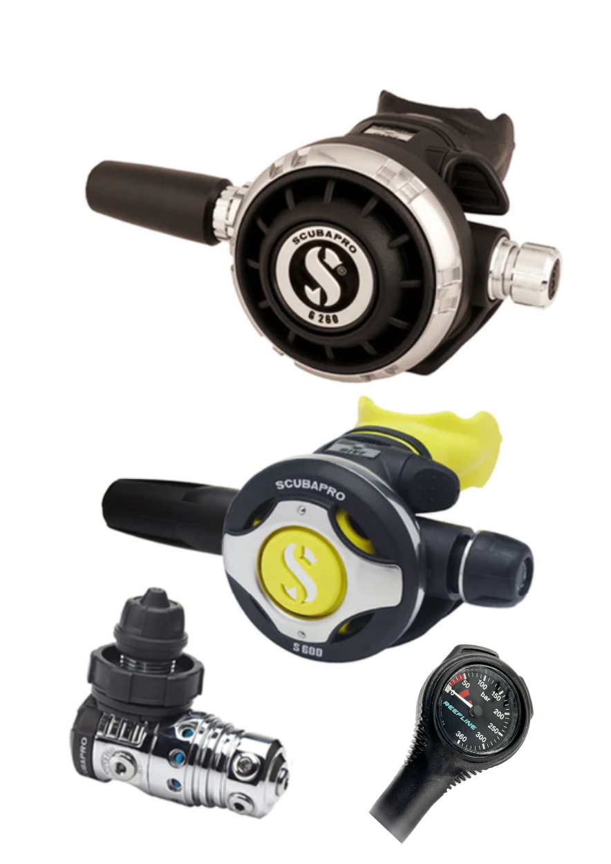 Scubapro Regulator Set: MK25 Evo (Din or Yoke) + G260 + Octopus + Free SPG