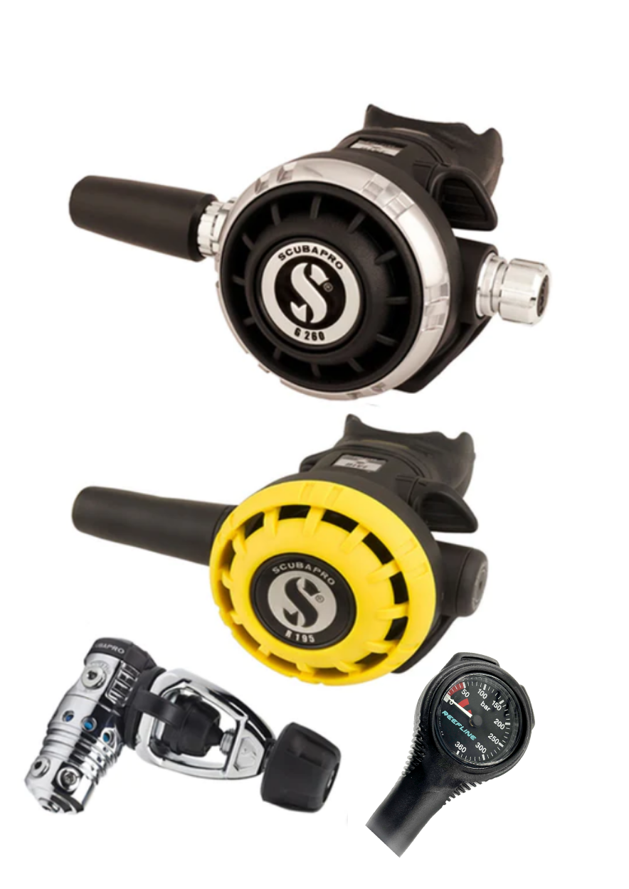 Scubapro Regulator Set: MK25 Evo (Din or Yoke) + G260 + Octopus + Free SPG