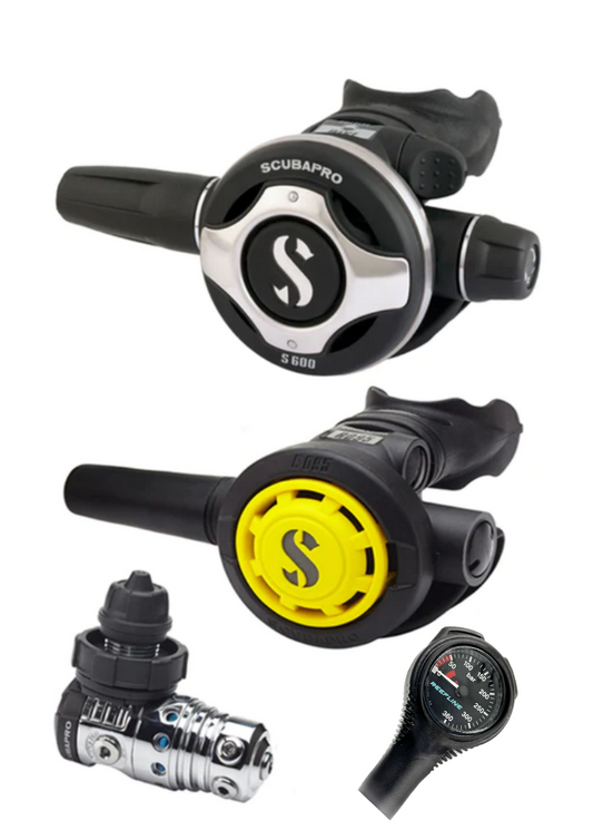 Scubapro Regulator Set: MK25 Evo (Din or Yoke) + S600 + Octopus + Free SPG