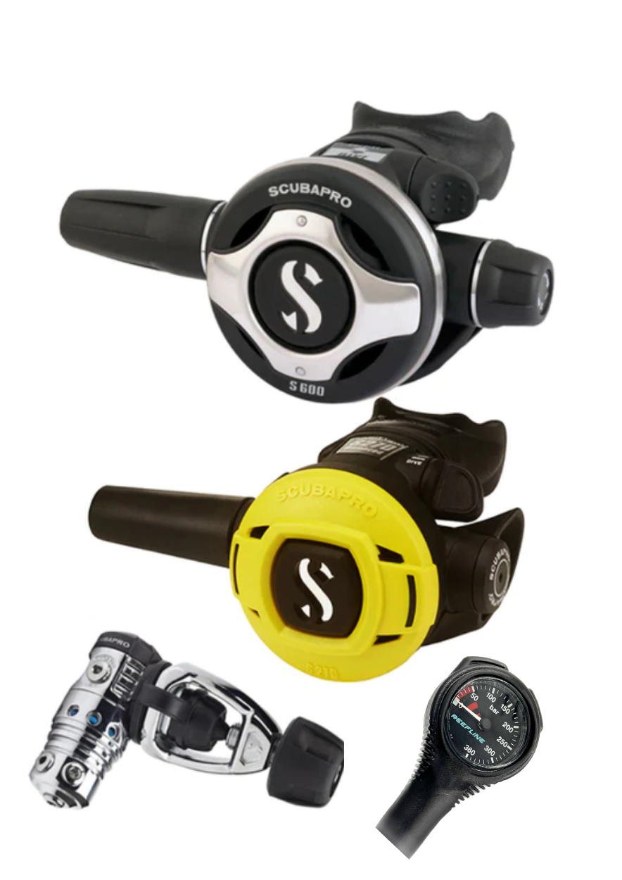 Scubapro Regulator Set: MK25 Evo (Din or Yoke) + S600 + Octopus + Free SPG