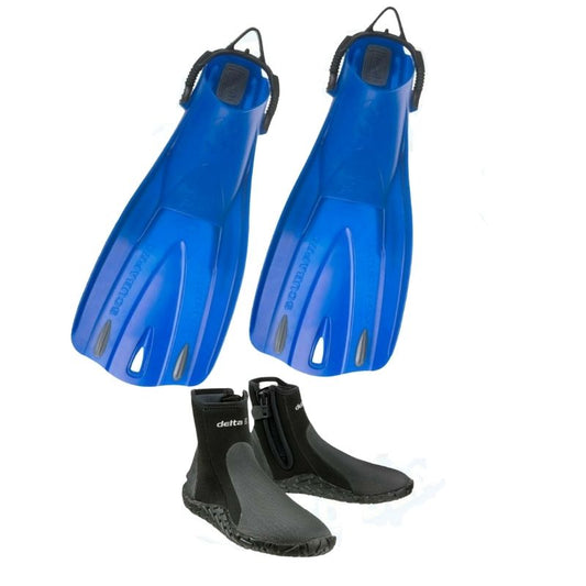 Scubapro Go Sport Fins (Blue) / Scubapro Delta 5mm Zip Boots