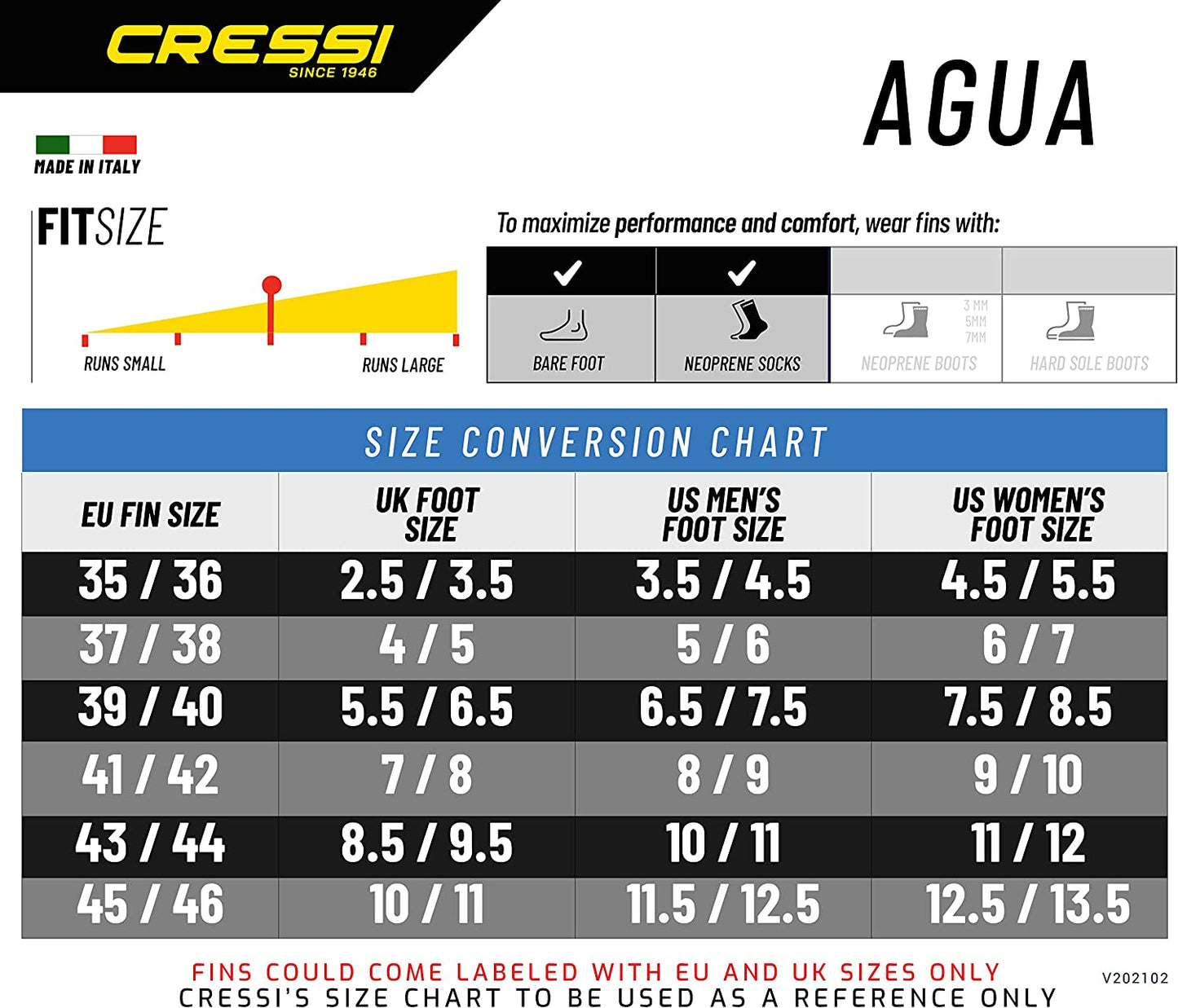 Cressi Agua Full Foot Dive Fins