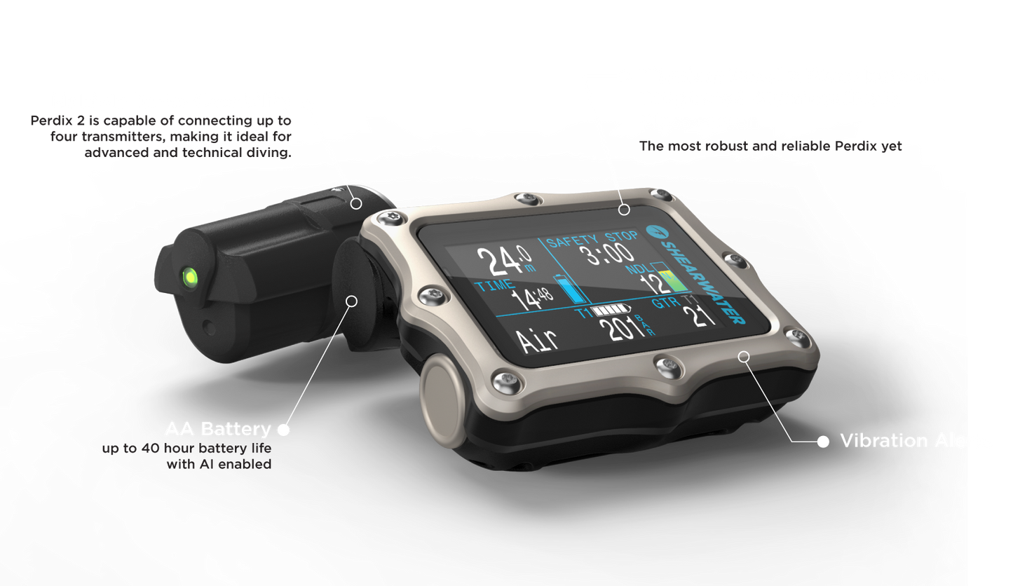 Shearwater Perdix 2 Ti Dive Computer with Optional Swift Transmitter