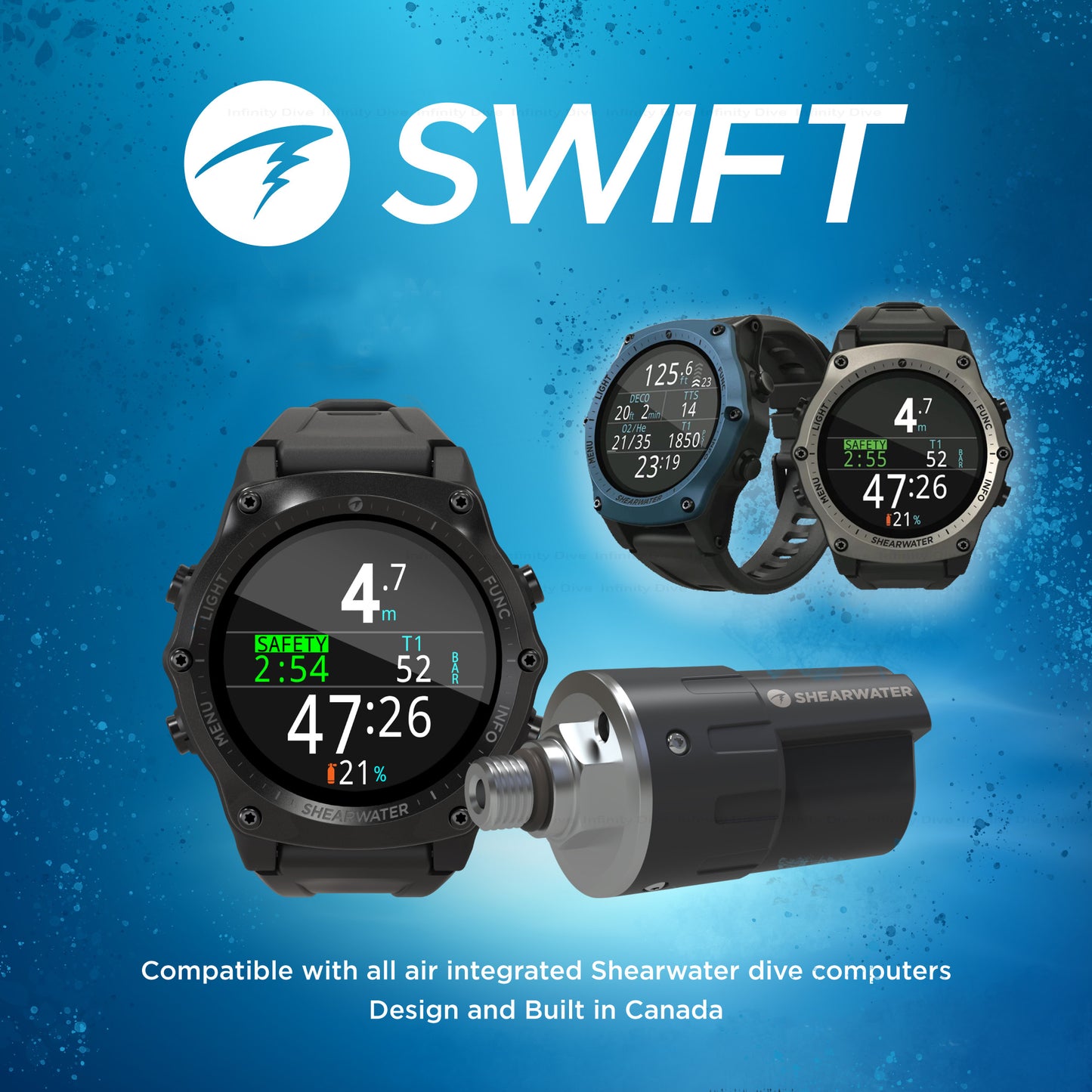 Shearwater Teric 潜水电脑,配有可选的 Swift 智能发射器
