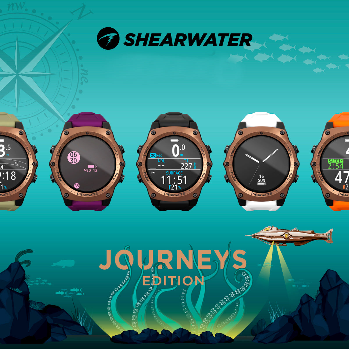 Shearwater Teric 潜水电脑,配有可选的 Swift 智能发射器