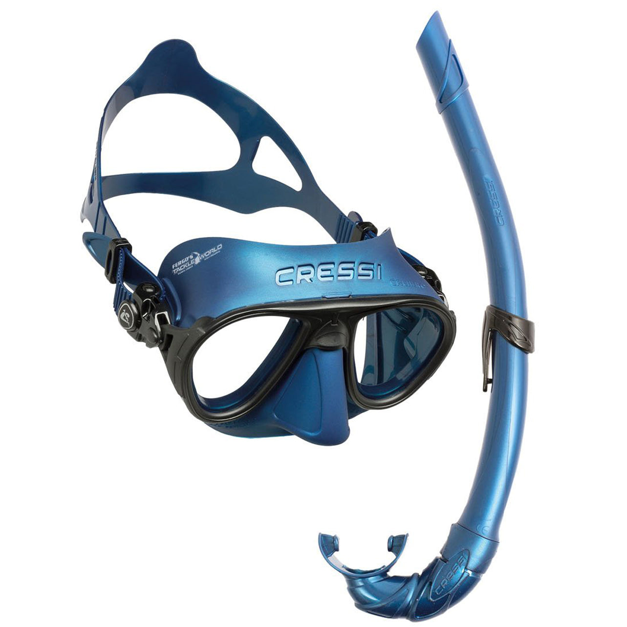 Cressi Calibro Dive Mask + Corsica Snorkel Set - Metal Blue