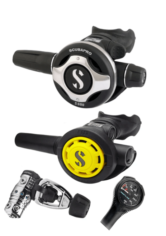 Scubapro Regulator Set: MK25 Evo | S600 | Octopus + Free Cressi SPG - Infinity DiveScubapro Regulator Set: MK25 Evo | S600 | Octopus + Free Cressi SPGScubapro
