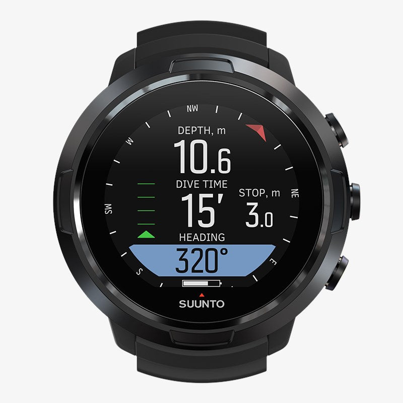 Suunto D5 潜水电脑,配有可选的 Tank Pod 和 AMX Teknology Protector