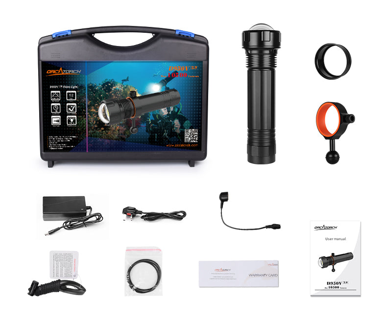 Orcatorch D950V 2.0 Underwater Dive Light/ Torch - 10500 Lumens