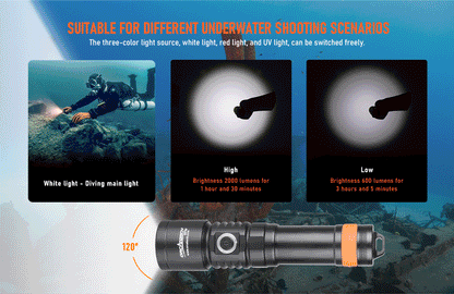 Orcatorch D710V Underwater Video Light / Dive Torch - 2000 Lumens